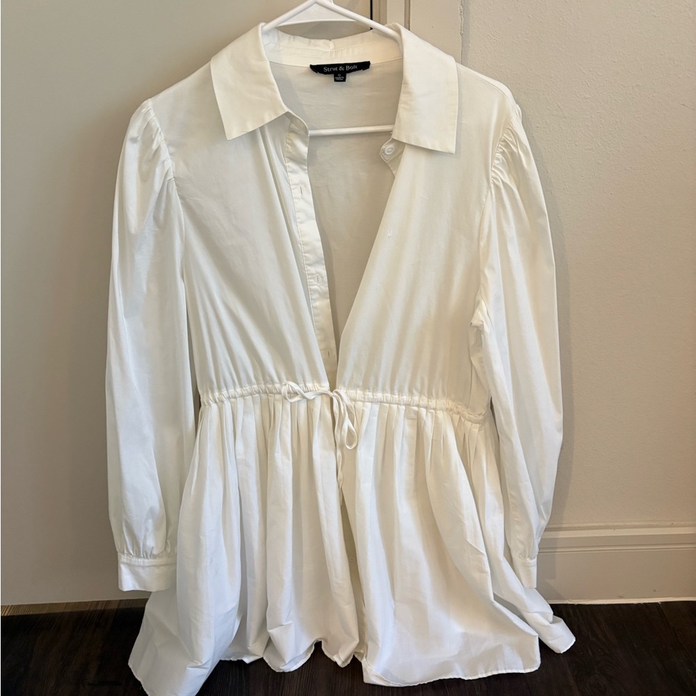 White Button-Down Shirt Dress
